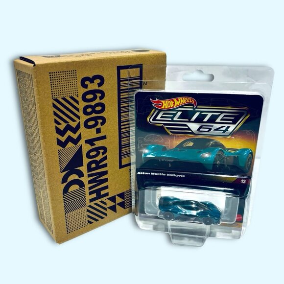 2025 Hot Wheels Elite 64 Aston Martin Valkyrie Blue Factory Sealed in Protector! - Picture 3 of 8